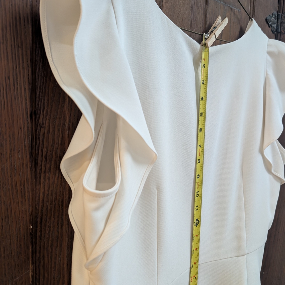 Ann Taylor Cream V-Neck Flutter Sleeve Dress - Picture 7 of 7